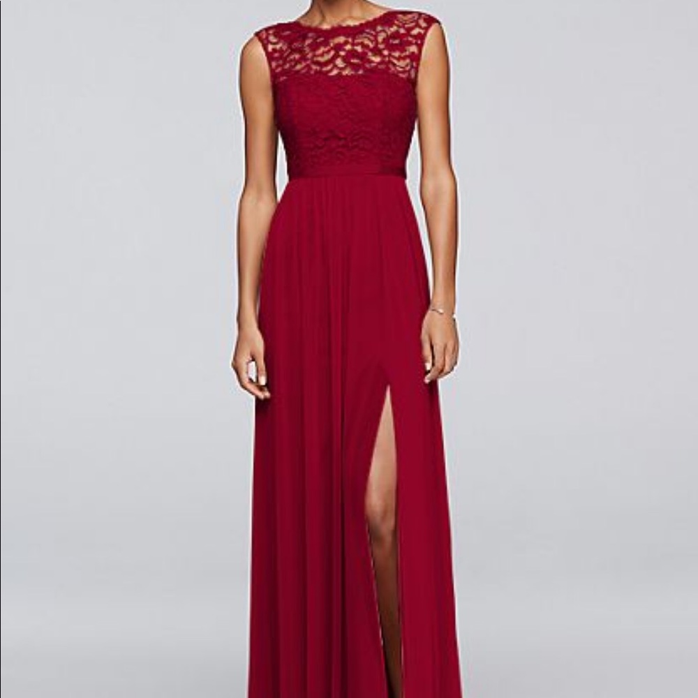 David’s Bridal Bridesmaid Dress F19328 or Azazie
